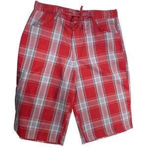 GB Design Lab Mens Size 38 100% Polyester Plaid Drawstring Waist Bermuda Shorts